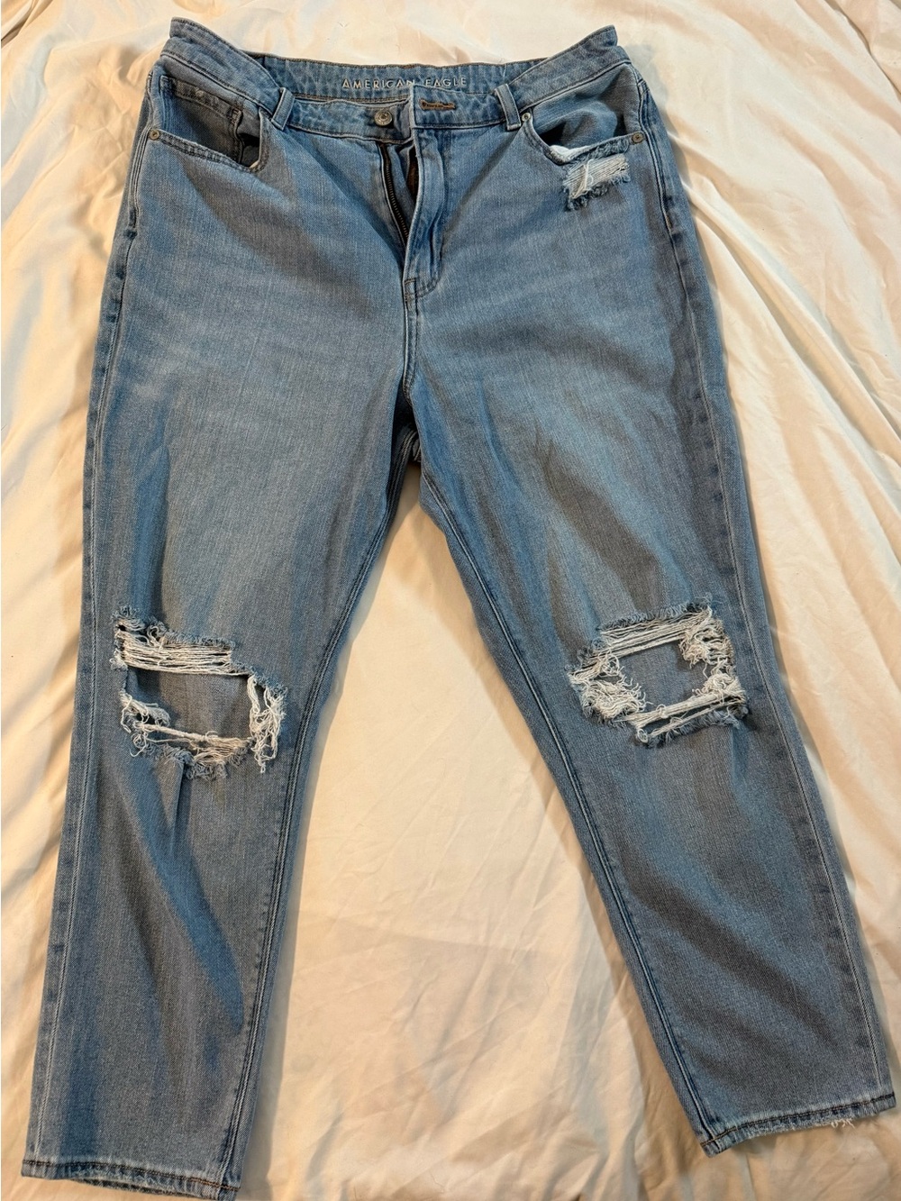American Eagle Outfitters Light Wash Distressed Boyfriend Jeans